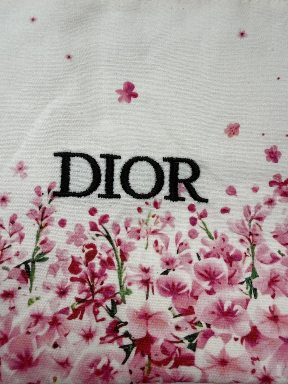 Miss Dior White & Pink Floral Cosmetic Pouch  Dior Bloom Makeup Fabric Pouch